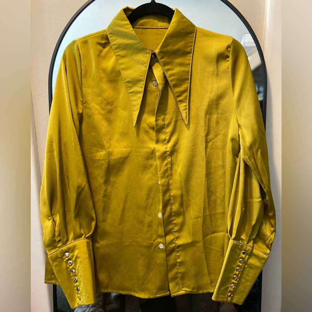 SHEIN Gold Button-Down Blouse